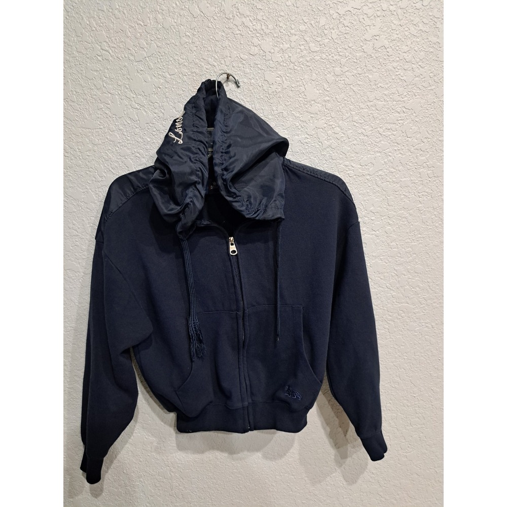 Vintage Lonsdale London Hooded Zip Jacket Black Green Size‎ Small Silver Letters